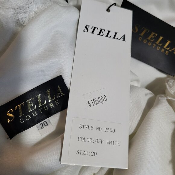 NWT~$1850~STELLA COUTURE~16/18~OFF WHITE EMBROIDERED BEADED LACE WEDDING DRESS - Picture 15 of 16